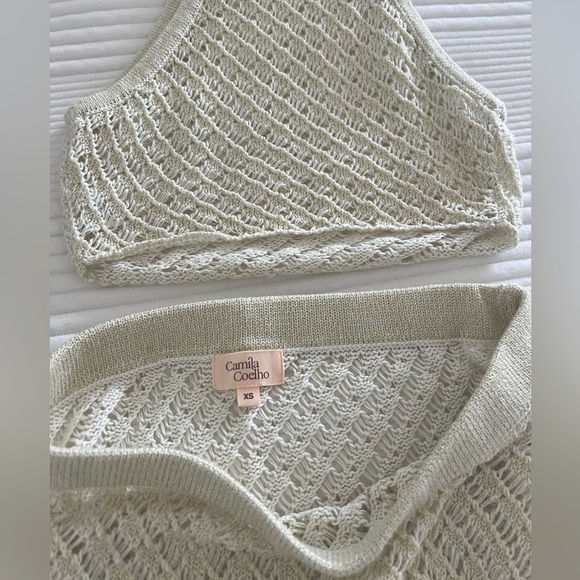 Offshore Midi Skirt & Crop Tank in White & Gold - Picture 14 of 16